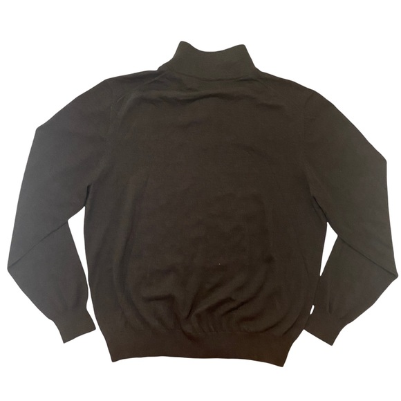 Eildon Hills 1/4 Zip Brown Pullover Sweater Extra Fine Merino Wool Size Large - Picture 7 of 8